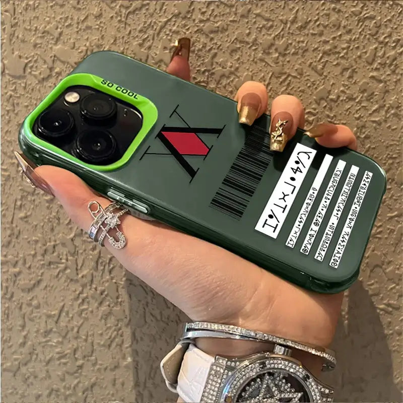 A shockproof Hunter x Hunter Phone Case featuring Gon and Killua anime art, compatible with Apple iPhone 17 Air, 16, 15, and 14 Pro Max.