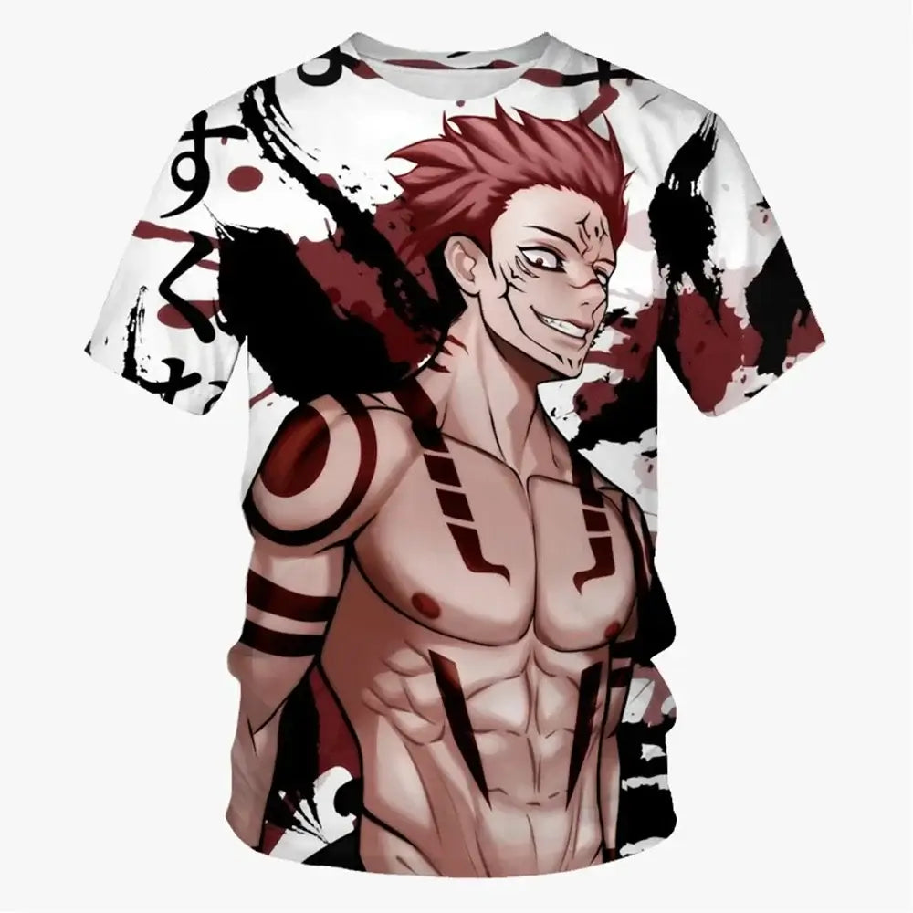 A collection of Fashion Trend Anime 3D Print T-Shirts for summer, featuring oversized streetwear styles for men, women, and kids.