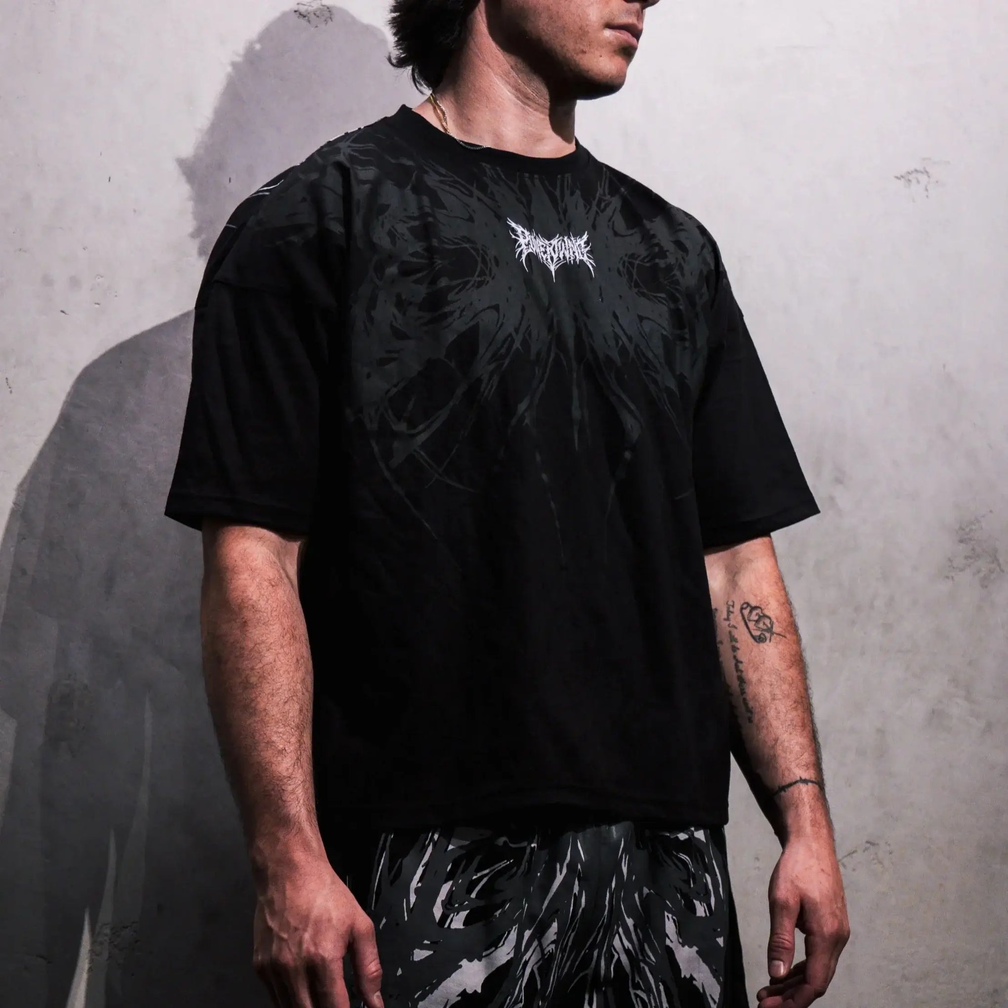 Oversized Cotton Tee Skull Print Unisex Streetwear Gym Top