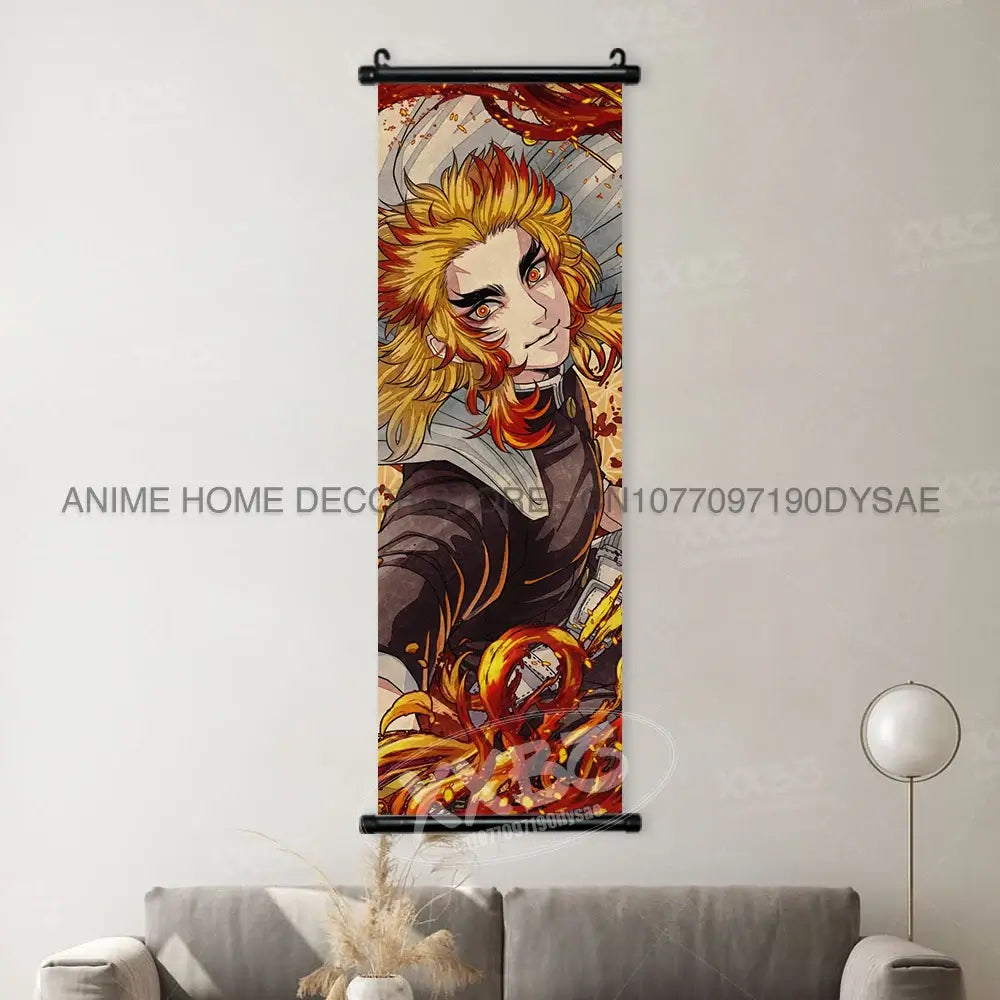 High-quality Demon Slayer Posters wall art scrolls featuring Hashira Kanroji Mitsuri, Iguro Obanai, and Tokitou Muichirou for home decor.