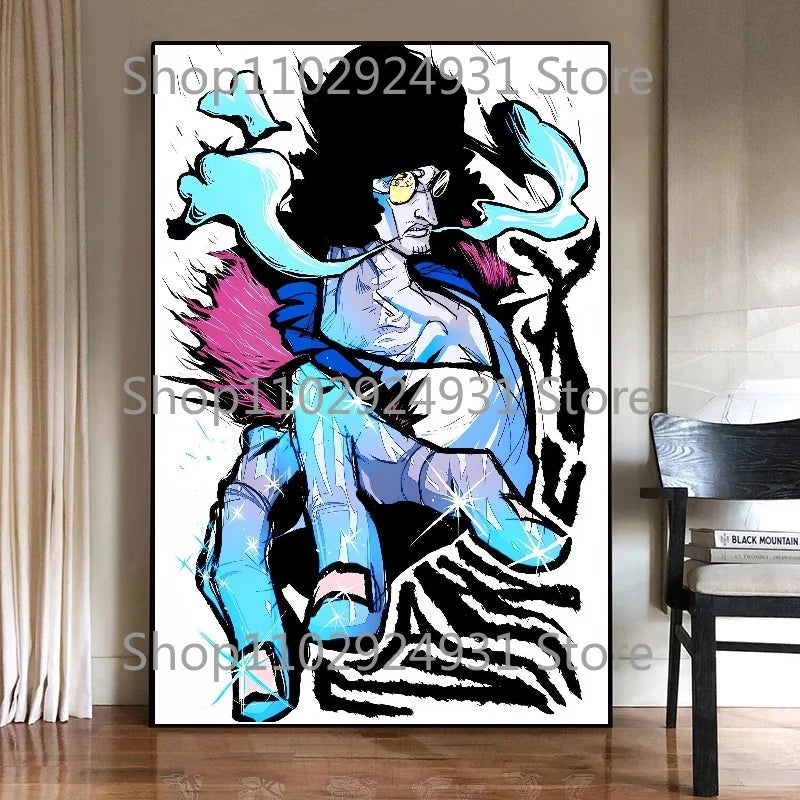 A colorful creative One Piece Luffy Zoro Poster printed on high-definition canvas, displayed as modern home wall art decoration.