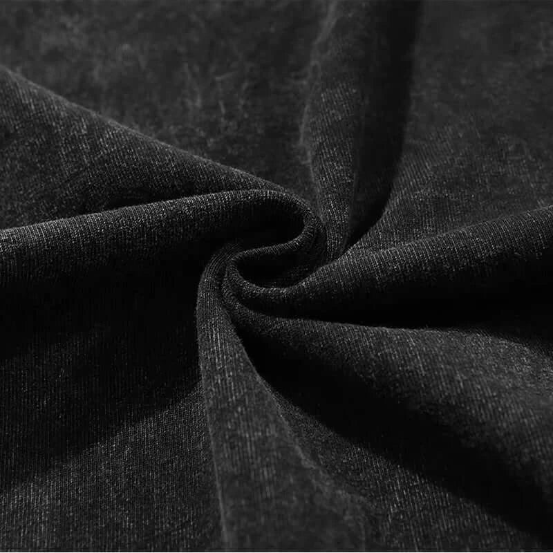 A vintage washed Harajuku Anime Demon Slayer Graphic T-shirt Kokushibo in an oversized hip hop streetwear style for men and women.