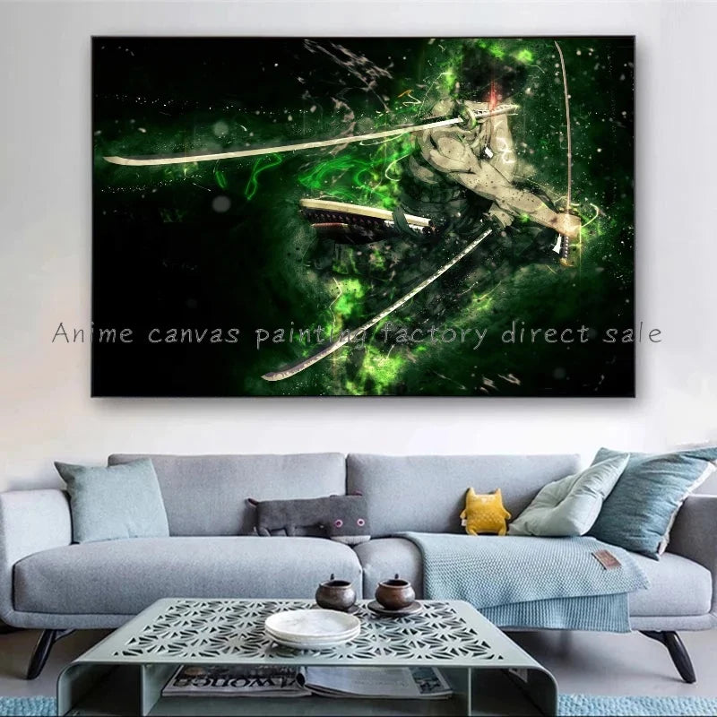 A high-quality Monkey D Luffy HD Poster printed on canvas, featuring Japanese anime art suitable for bar and home wall decoration.