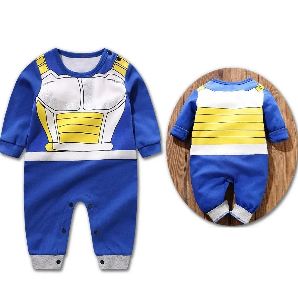 A newborn infant wearing one of the Anime Baby Rompers, a cosplay costume available in Akatsuki, Nezuko, and Tanjirou styles.