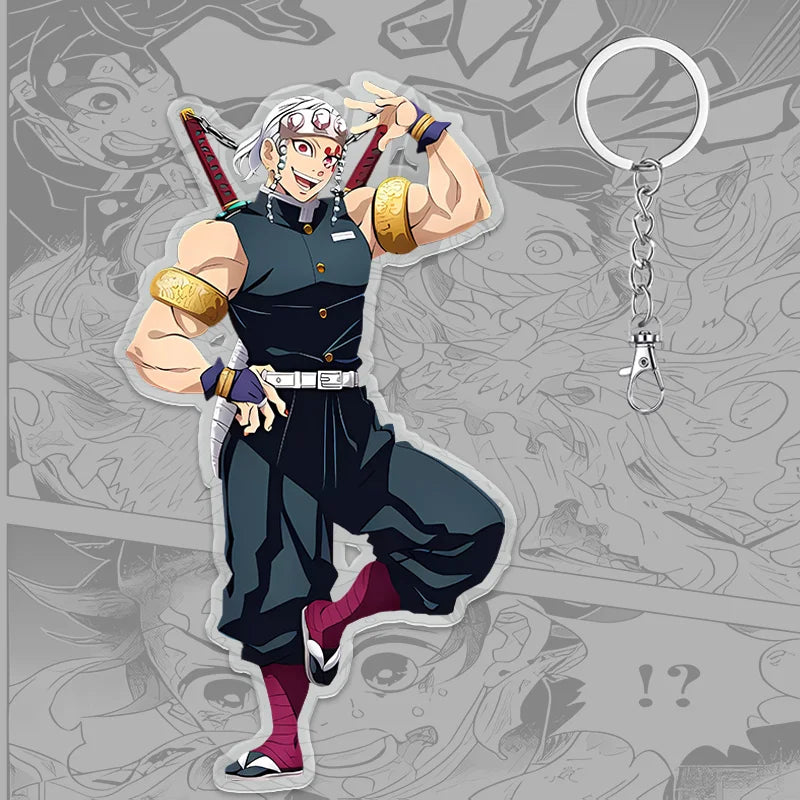 A 6cm Demon Slayer Keychain made of acrylic featuring a cute Tanjiro Kamado anime character, used as a bag pendant or key ring.