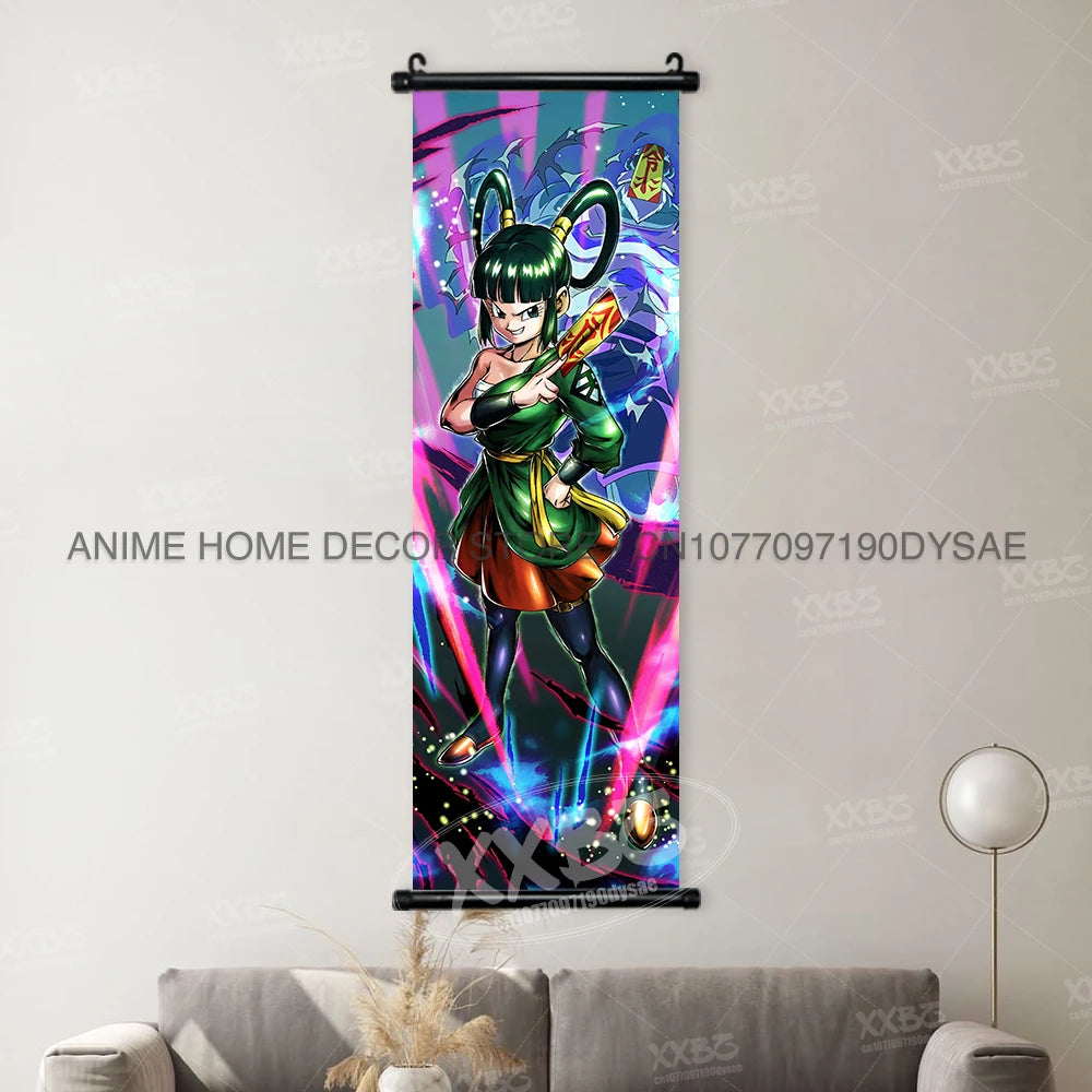 High-quality Dragon Ball Posters wall art scroll featuring Anime figures Goku, Vegeta, and Frieza for home decoration.