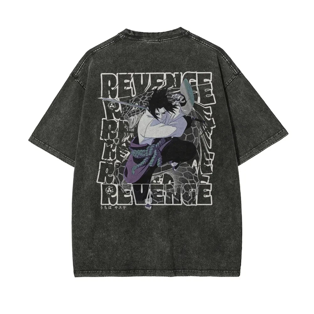 A vintage-style Naruto Washed T-Shirt made of premium distressed cotton, featuring a retro Japanese anime graphic for summer streetwear.