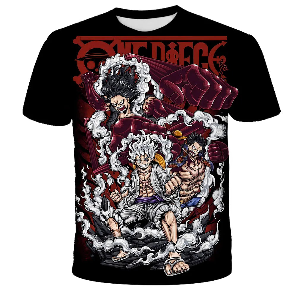 A fashion kid's One Piece Luffy T Shirt, a summer short sleeve top for boys.