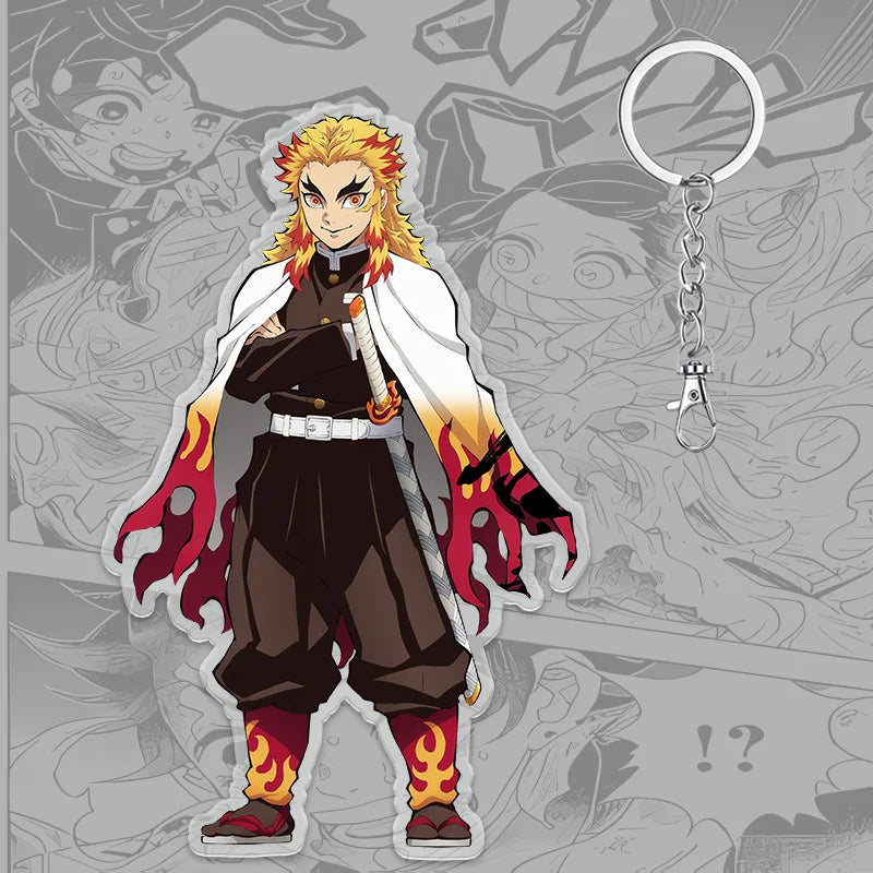 A 6cm Demon Slayer Keychain made of acrylic featuring a cute Tanjiro Kamado anime character, used as a bag pendant or key ring.