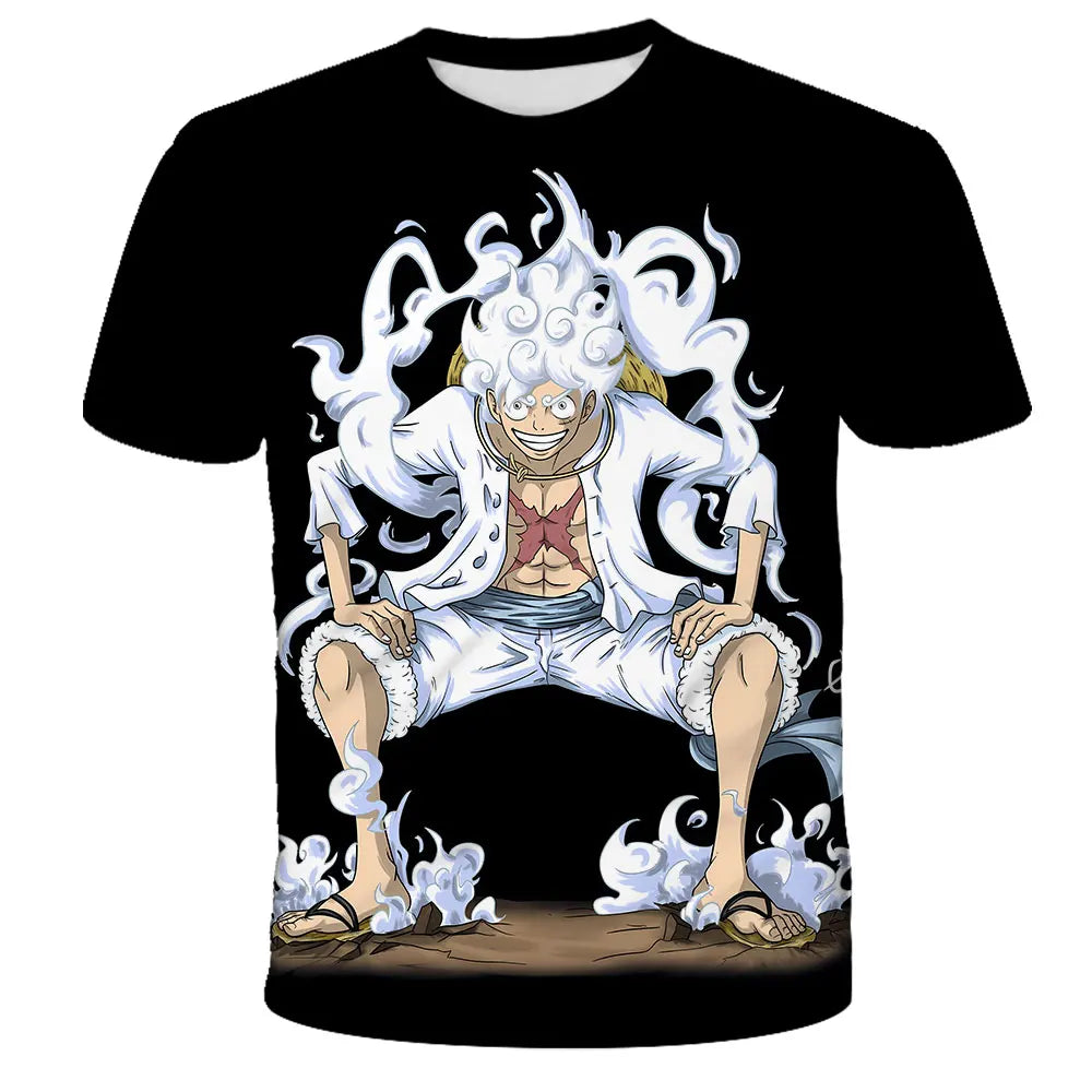 A fashion kid's One Piece Luffy T Shirt, a summer short sleeve top for boys.