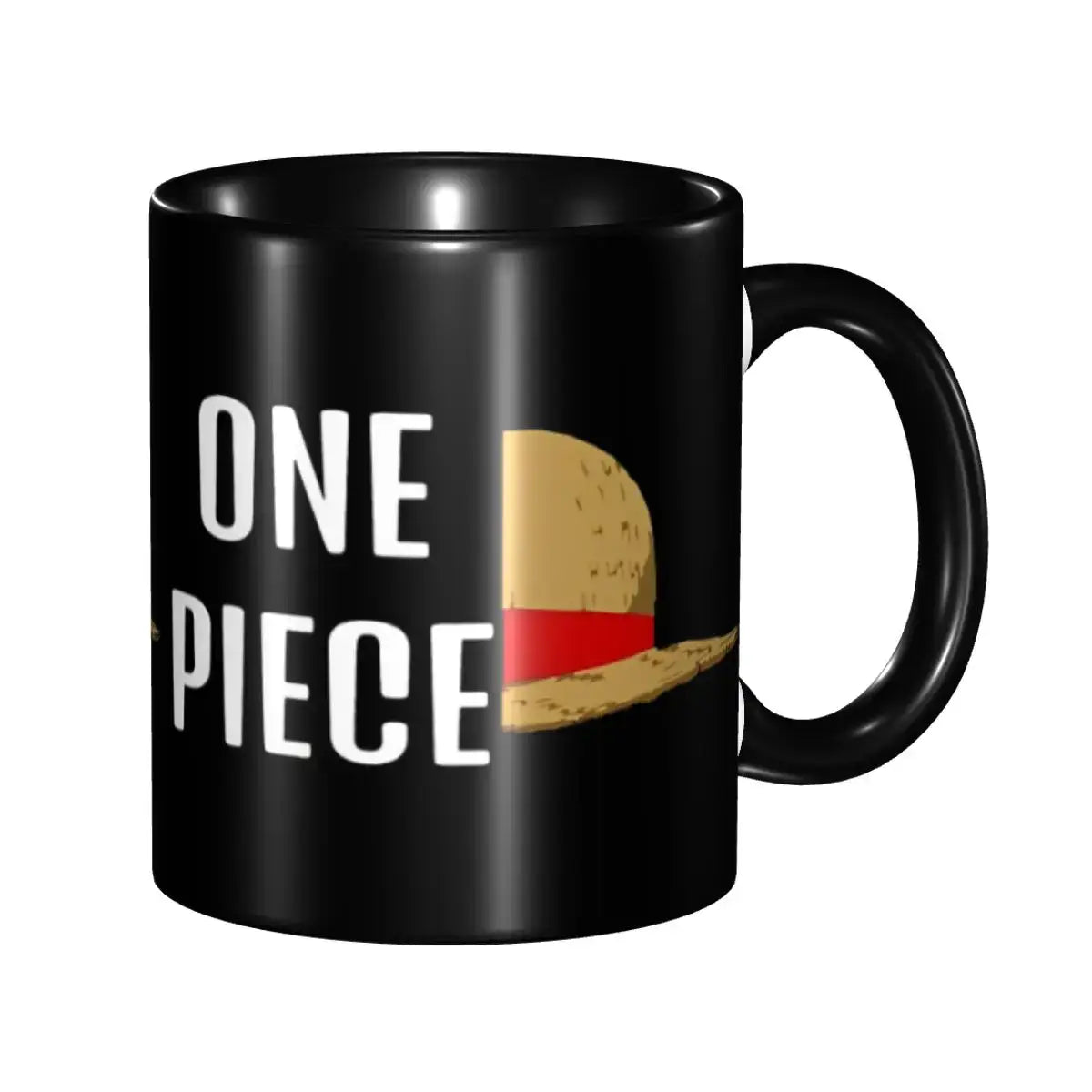 A ceramic Monkey D Luffy Quotes One Piece Mug featuring funny anime text and pirate character art, designed as a durable present for kids.