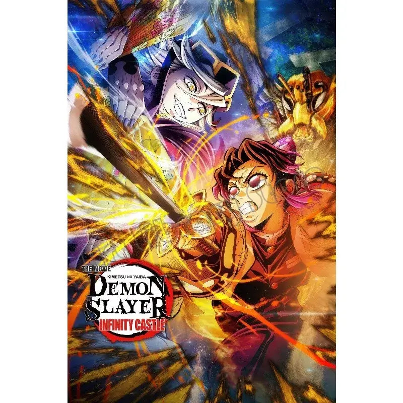 High-quality Demon Slayer Infinity Castle Poster printed on durable canvas, featuring the 2025 Movie Arc and Hashira battle wall art.