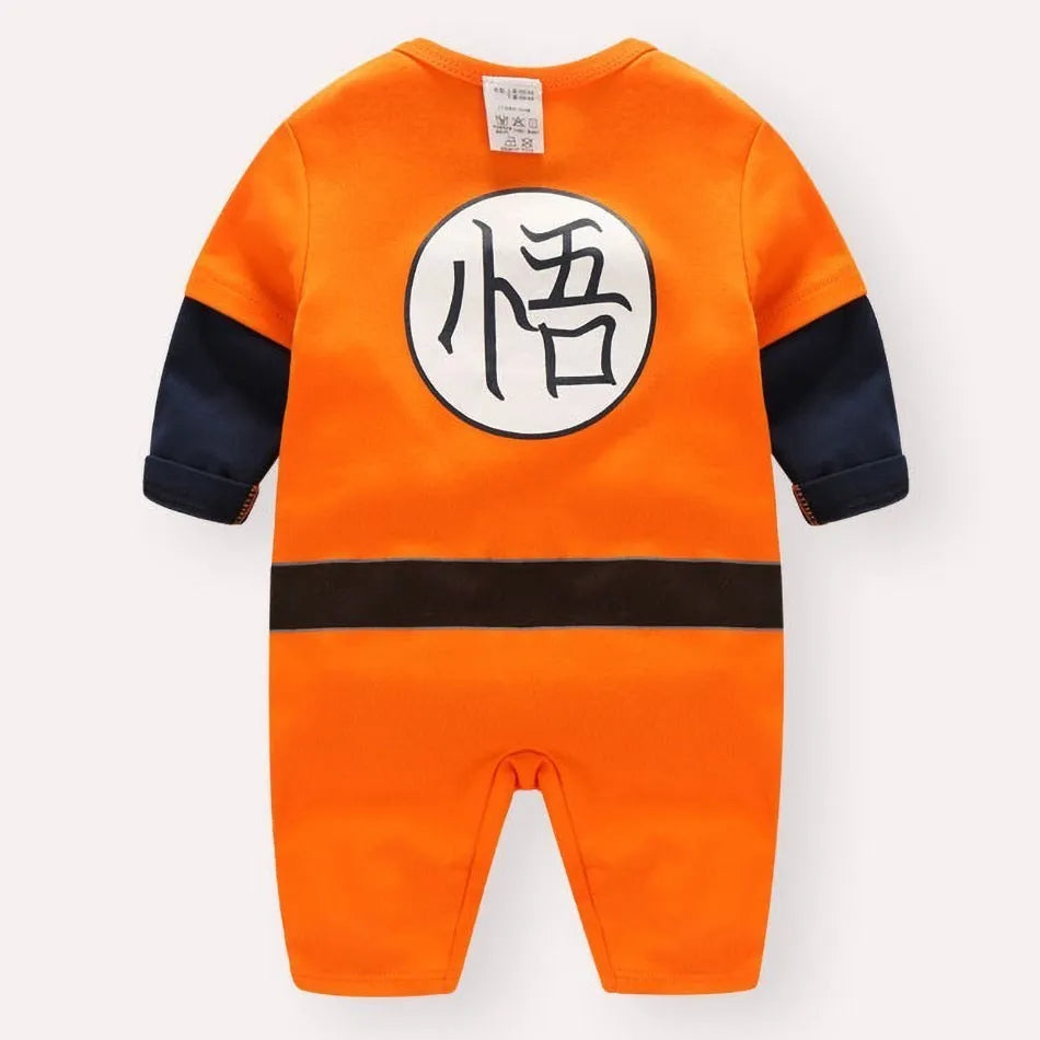 A newborn infant wearing one of the Anime Baby Rompers, a cosplay costume available in Akatsuki, Nezuko, and Tanjirou styles.