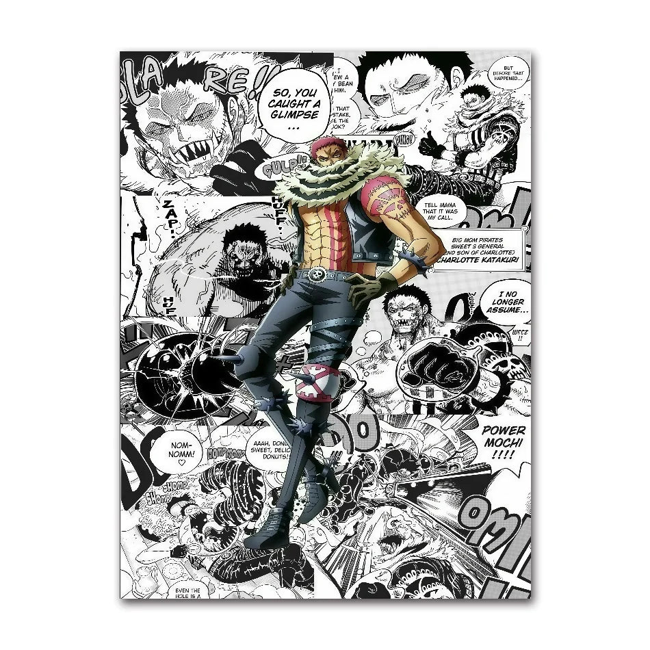 A classic cartoon style One Piece Luffy Zoro Poster printed on high-definition canvas, perfect for decorating a living room, corridor, or child's bedroom.