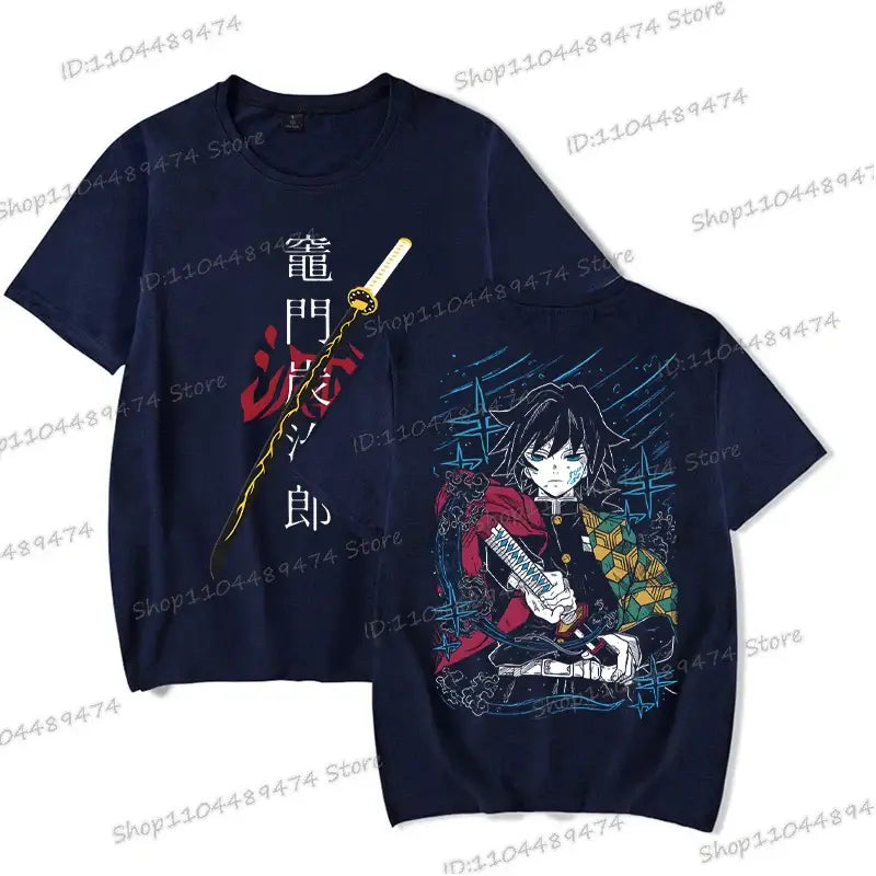 A unisex Tanjiro Kamado T-shirt featuring vibrant Demon Slayer anime graphics, styled as fashion streetwear for men and women.