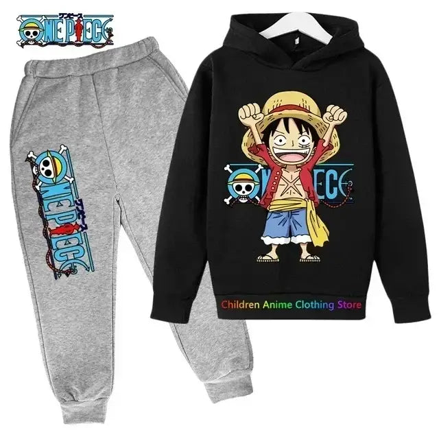 A 2025 New Anime One Piece Hoodies for Kids, a fashion Luffy pullover and oversized hip hop coat for boys.