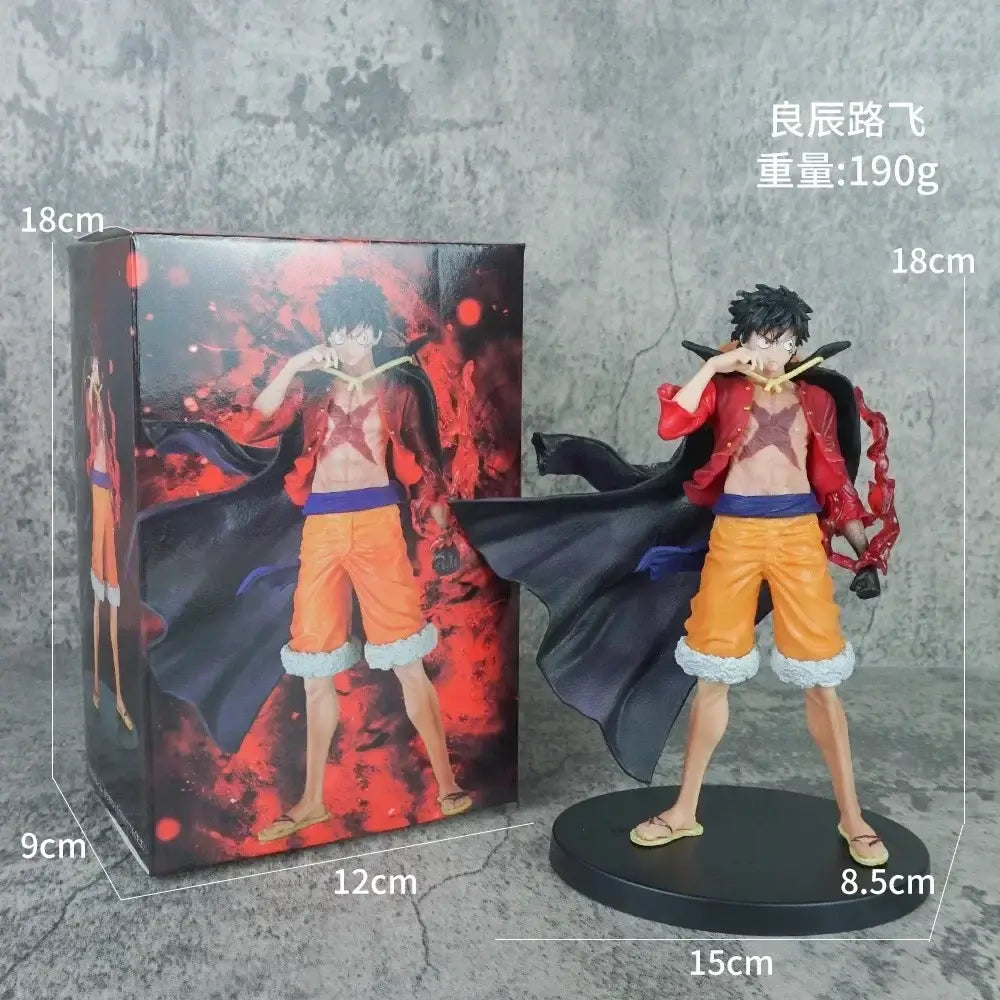 A detailed Monkey D Luffy Figure showcasing the Sun God Nika Gear 5 transformation with white hair and cloud effects, 17cm PVC action figurine.