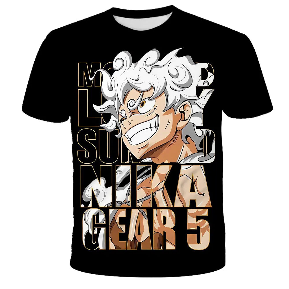 A fashion kid's One Piece Luffy T Shirt, a summer short sleeve top for boys.