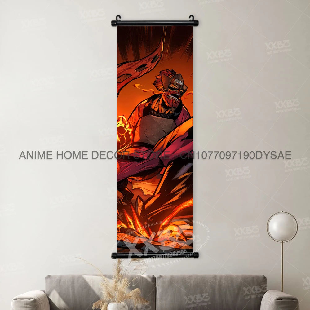 High-quality Uzumaki Naruto Posters wall art scroll featuring Sasuke Uchiha, Madara, and Might Guy for anime home decor.