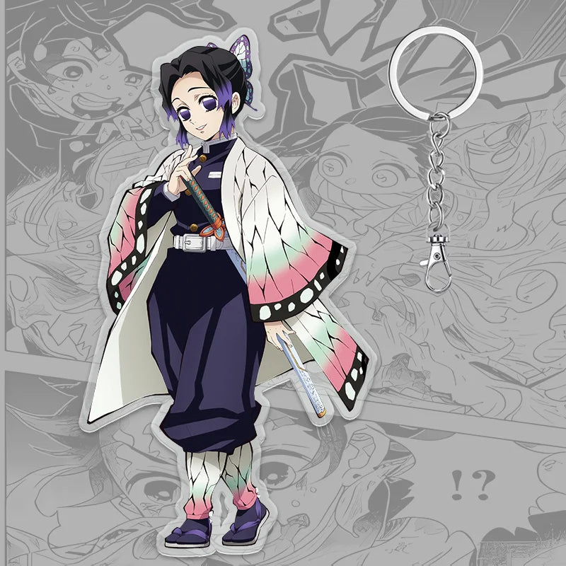 A 6cm Demon Slayer Keychain made of acrylic featuring a cute Tanjiro Kamado anime character, used as a bag pendant or key ring.