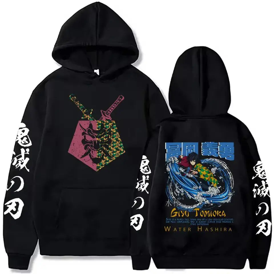 A street retro unisex Demon Slayer Uzui Tengen Hoodie with an anime character print for autumn and winter.