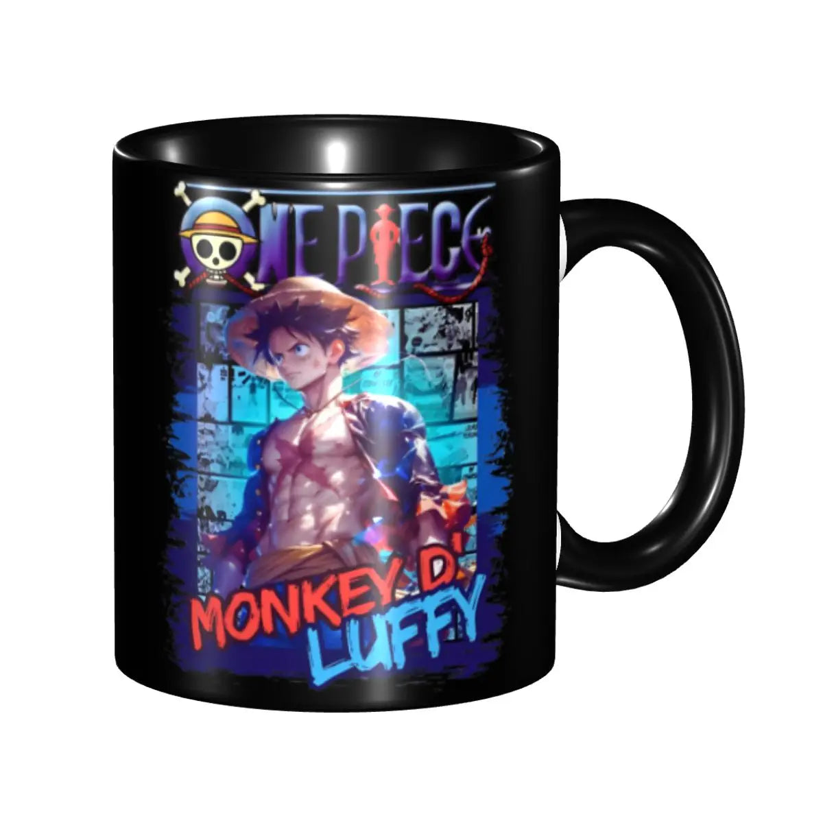 A cute Monkey D. Luffy Gear Fifth Mug featuring the Sun God Nika anime character, designed as a durable water cup gift for kids.