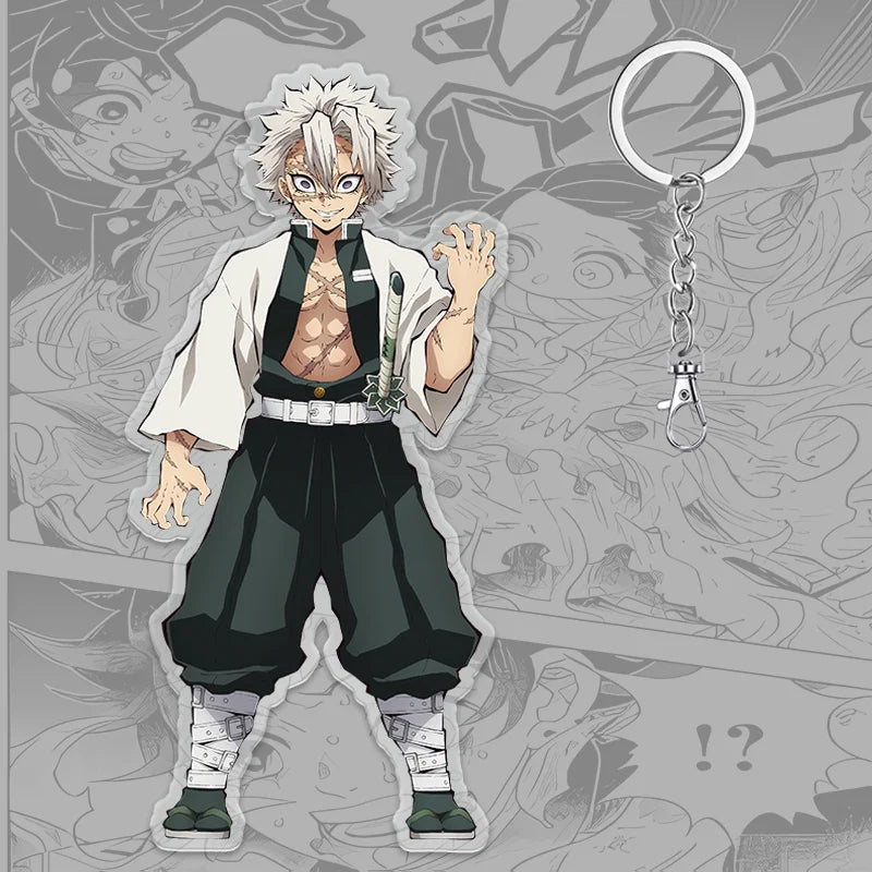 A 6cm Demon Slayer Keychain made of acrylic featuring a cute Tanjiro Kamado anime character, used as a bag pendant or key ring.