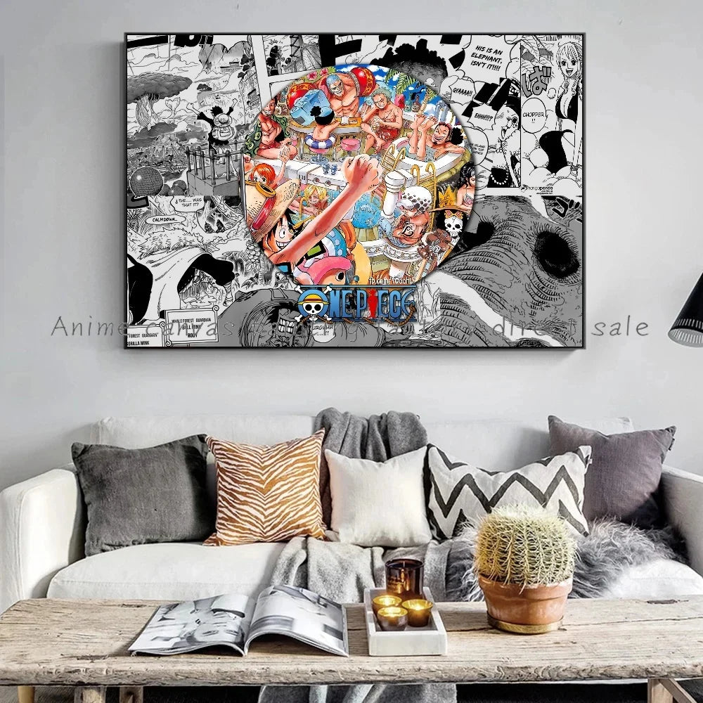 A high-definition One Piece Luffy Zoro Poster printed on canvas, displaying the anime characters Monkey D. Luffy and Roronoa Zoro for wall decoration.