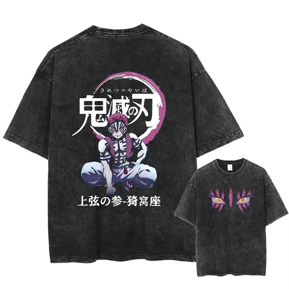 Acid Washed TShirt Streetwear Oversized Anime Graphic Tee