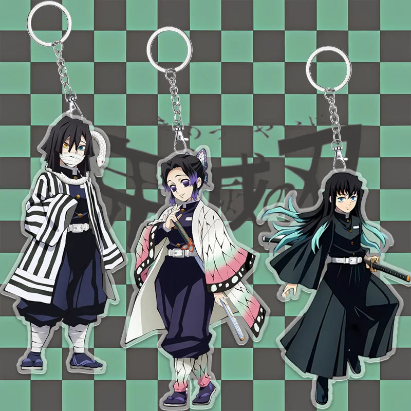 A 6cm Demon Slayer Keychain made of acrylic featuring a cute Tanjiro Kamado anime character, used as a bag pendant or key ring.