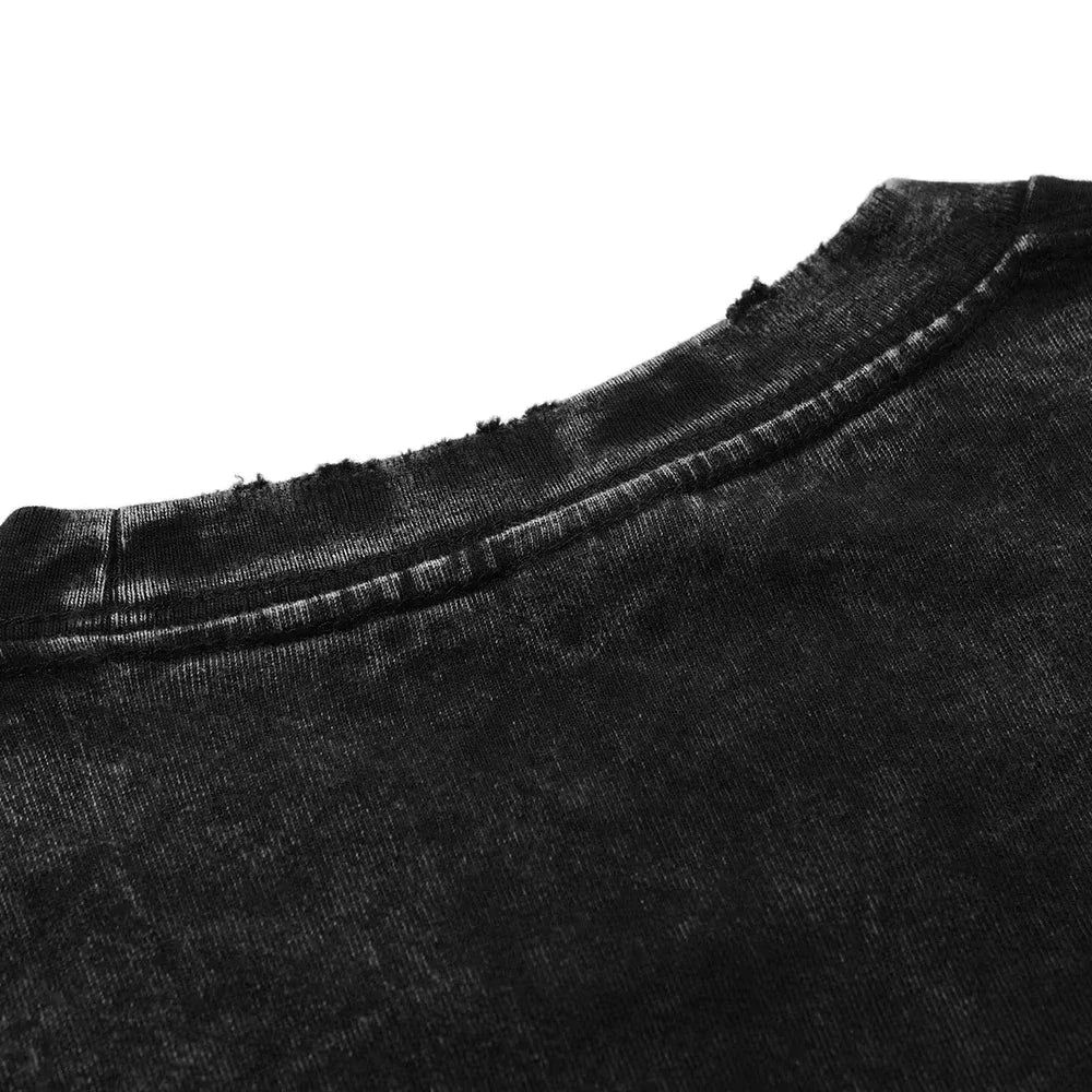 Men's vintage Naruto Rock Lee Streetwear T Shirt in a washed black style, featuring an anime graphic of the taijutsu master.