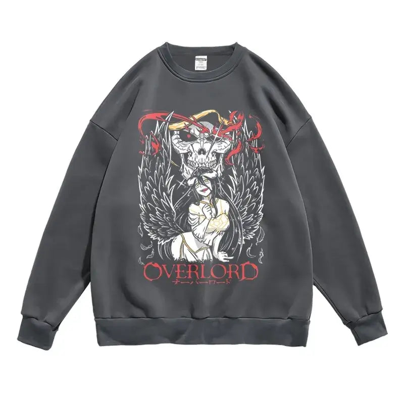Anime Overlord Graphic Hoodie featuring Albedo and Ainz Ooal Gown for women and men.