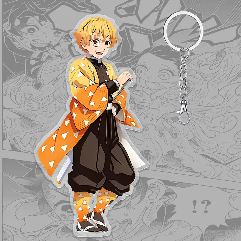 A 6cm Demon Slayer Keychain made of acrylic featuring a cute Tanjiro Kamado anime character, used as a bag pendant or key ring.