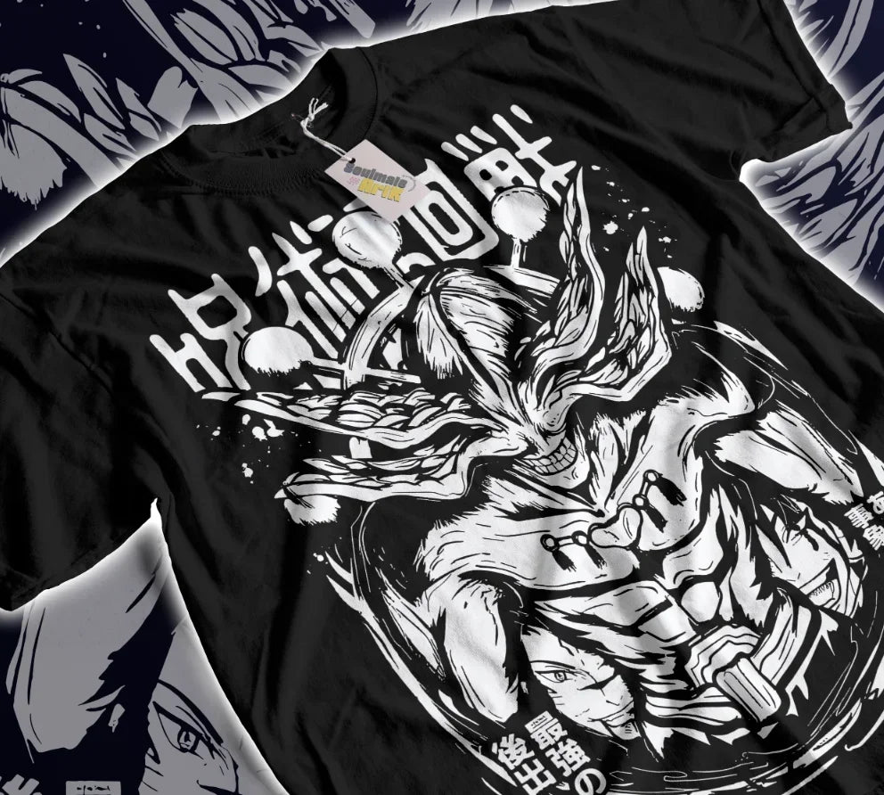 A soft Mahoraga T-shirt from Jujutsu Kaisen, featuring a graphic inspired by the Divine General Shikigami used by Megumi Fushiguro.