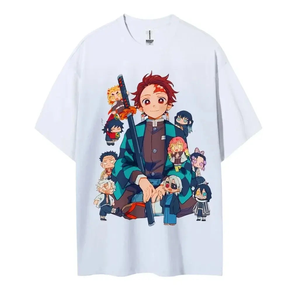 A popular Hot Anime Demon Slayer T-Shirt featuring classic characters in a comfortable, casual short-sleeved top.