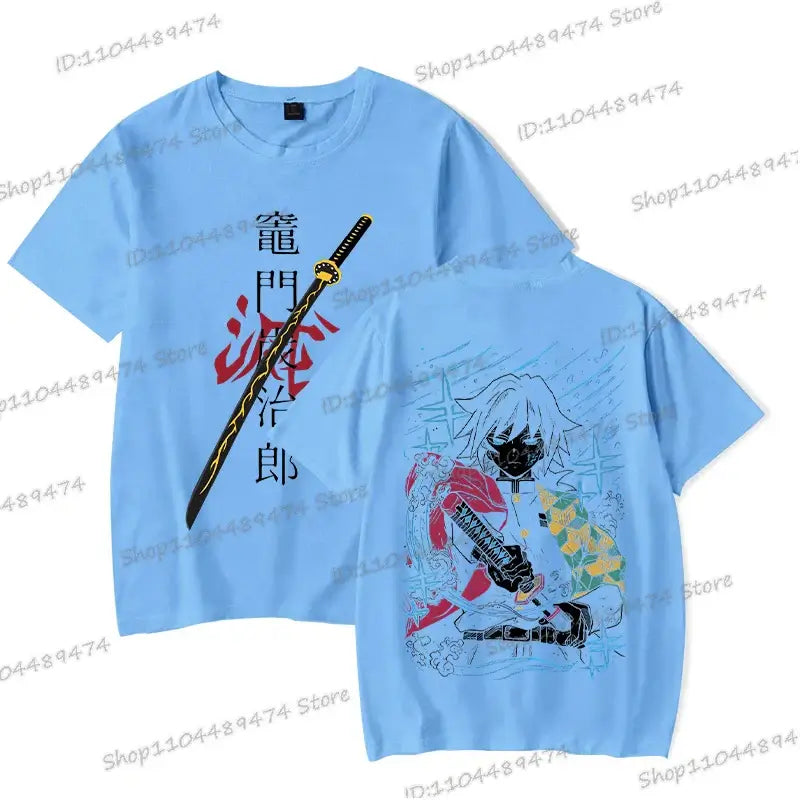 A unisex Tanjiro Kamado T-shirt featuring vibrant Demon Slayer anime graphics, styled as fashion streetwear for men and women.