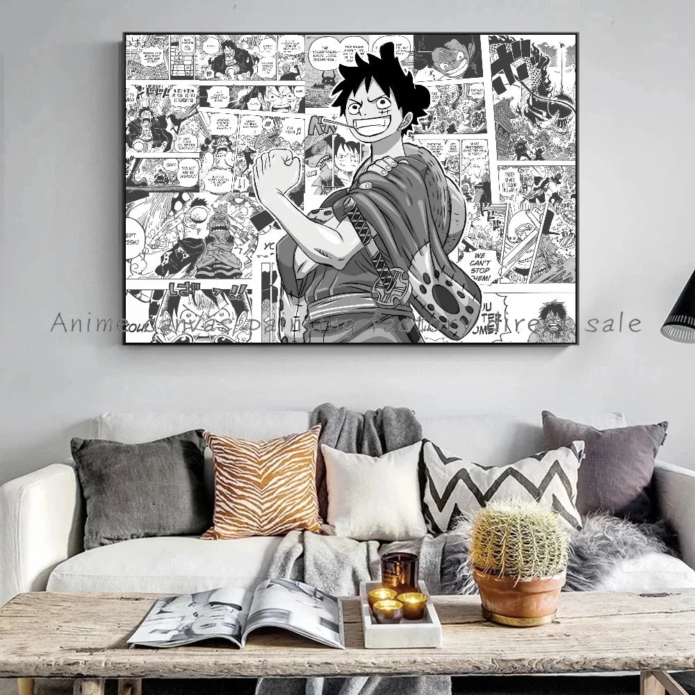 A high-definition One Piece Luffy Zoro Poster printed on canvas, displaying the anime characters Monkey D. Luffy and Roronoa Zoro for wall decoration.