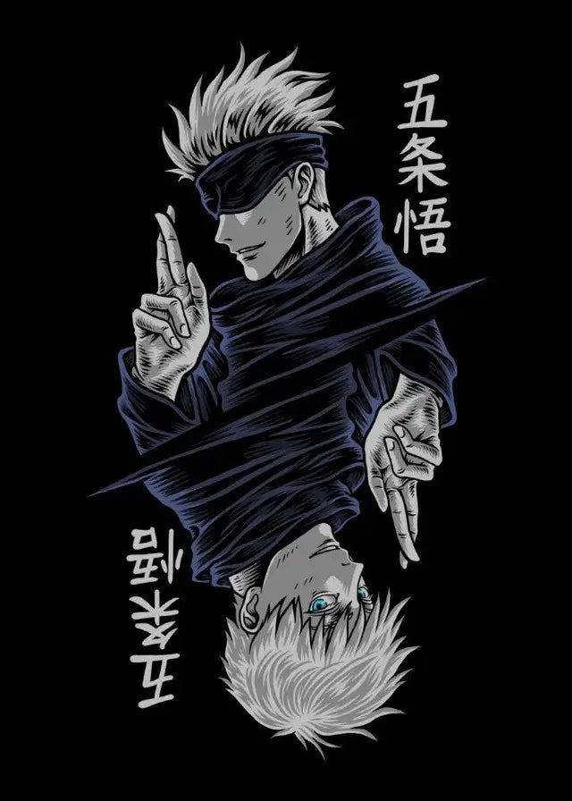 A high-definition Jujutsu Kaisen Poster printed on canvas, featuring a comic-style illustration of Gojo Satoru and Ryomen Sukuna for home wall decoration.