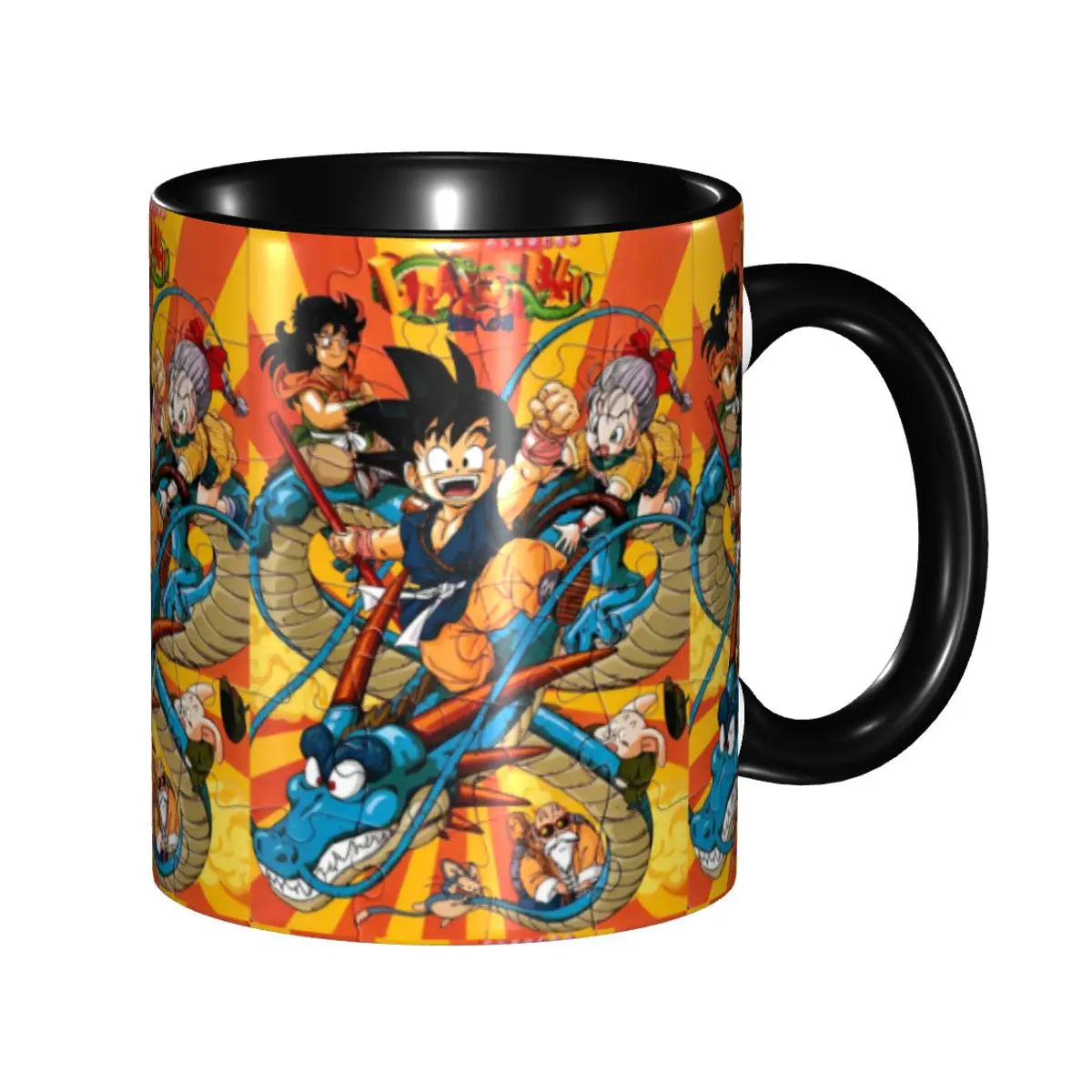 A colorful Dragon Ball Gift Mug featuring cartoon Goku anime art, designed as a durable water cup and birthday gift for children.