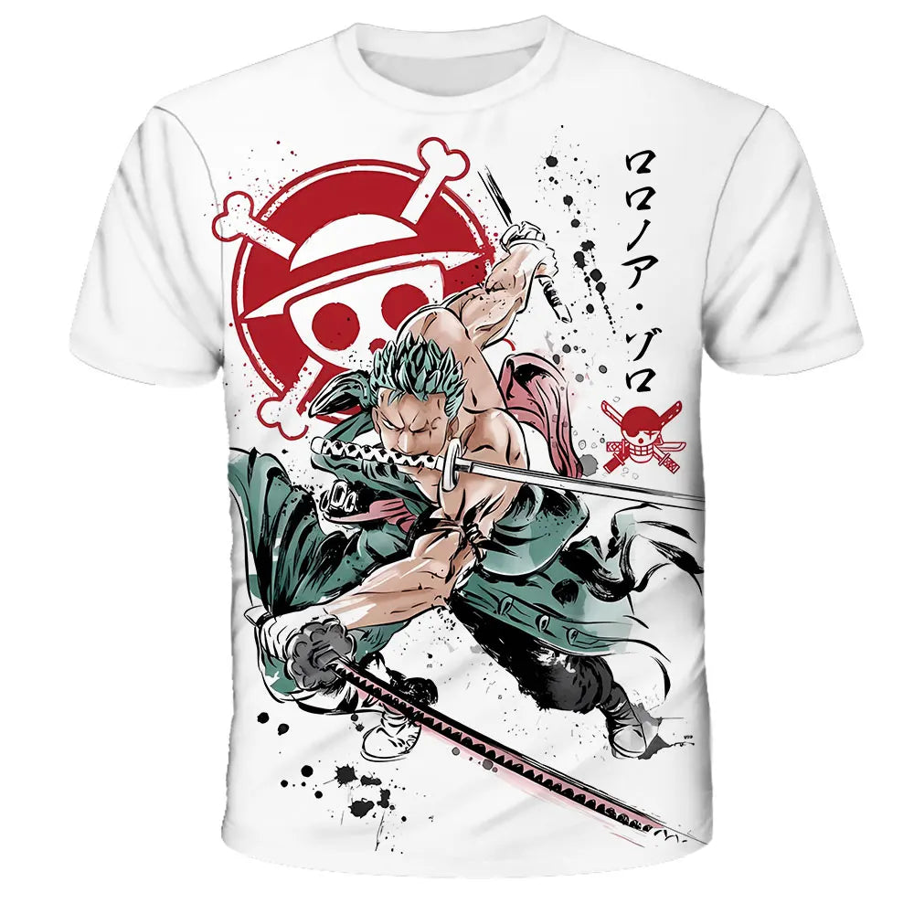 A fashion kid's One Piece Luffy T Shirt, a summer short sleeve top for boys.