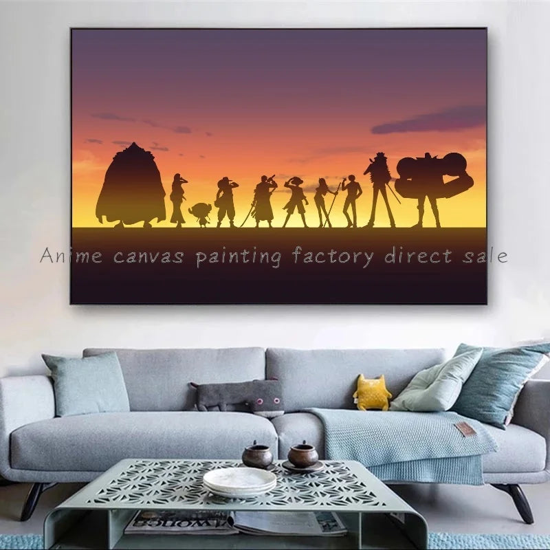 A high-quality Monkey D Luffy HD Poster printed on canvas, featuring Japanese anime art suitable for bar and home wall decoration.