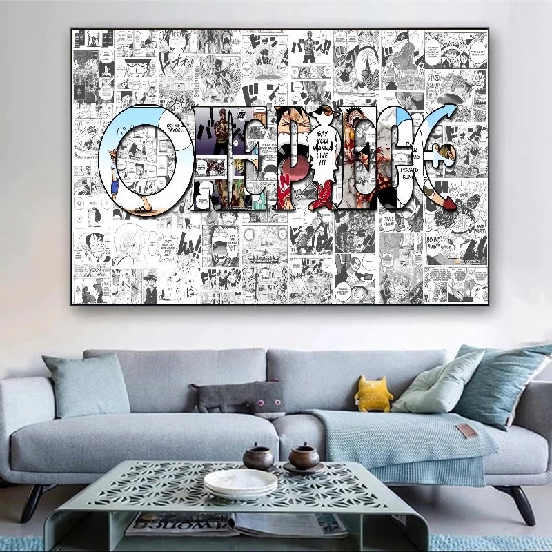 A classic cartoon style One Piece Luffy Zoro Poster printed on high-definition canvas, perfect for decorating a living room, corridor, or child's bedroom.