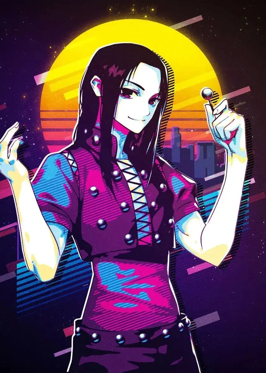 A retro style Hunter x Hunter Anime Poster printed on high-quality canvas featuring Gon and Killua, ideal for home decor and kids' bedrooms.