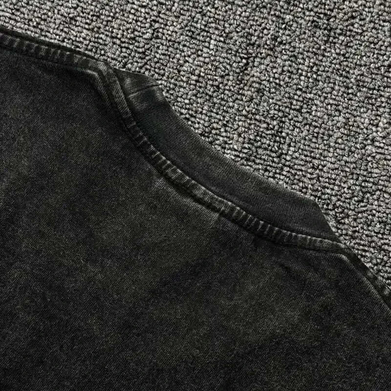 A popular Washed Vintage Akaza T-shirt with a Demon Slayer manga graphic in an oversized style for men.