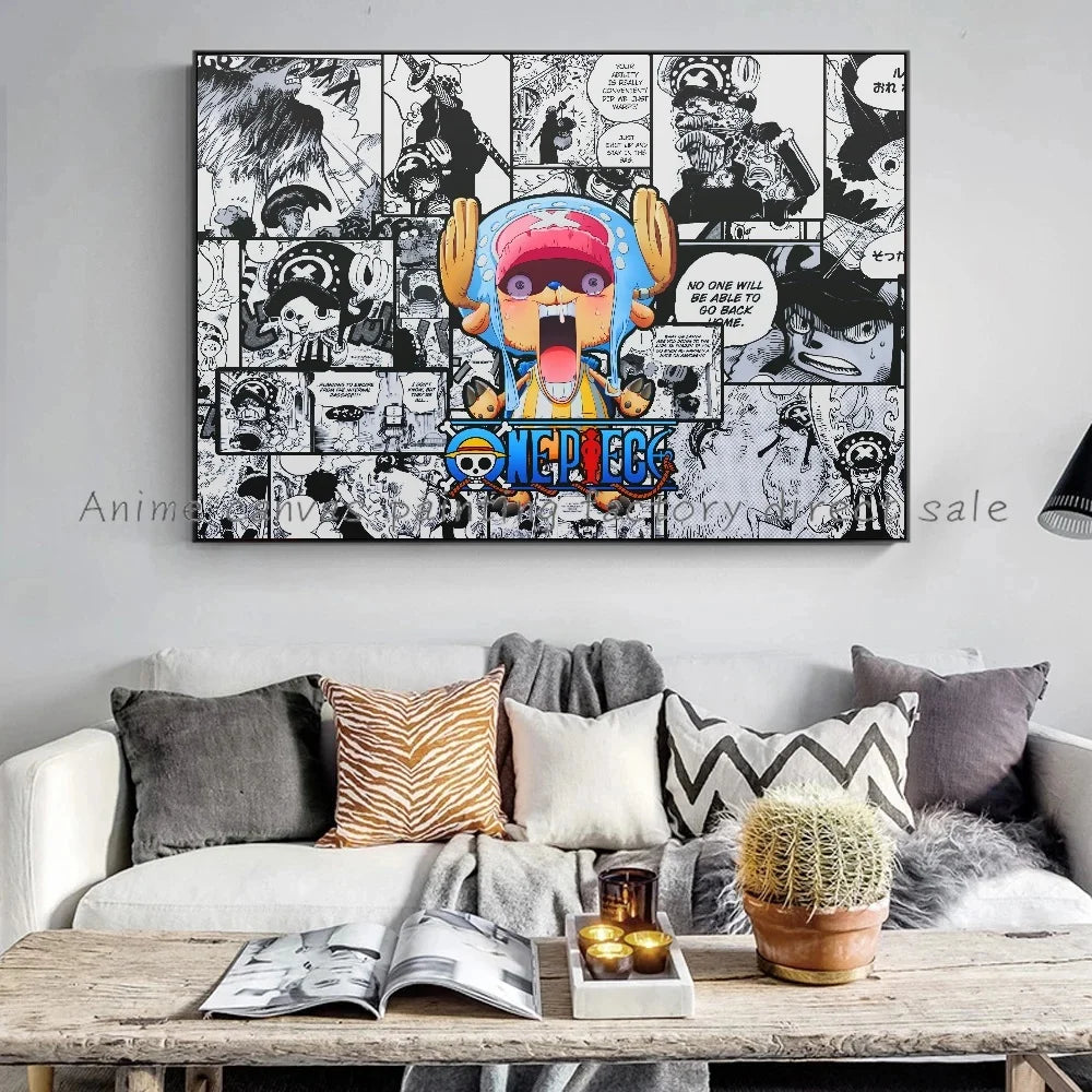 A high-definition One Piece Luffy Zoro Poster printed on canvas, displaying the anime characters Monkey D. Luffy and Roronoa Zoro for wall decoration.