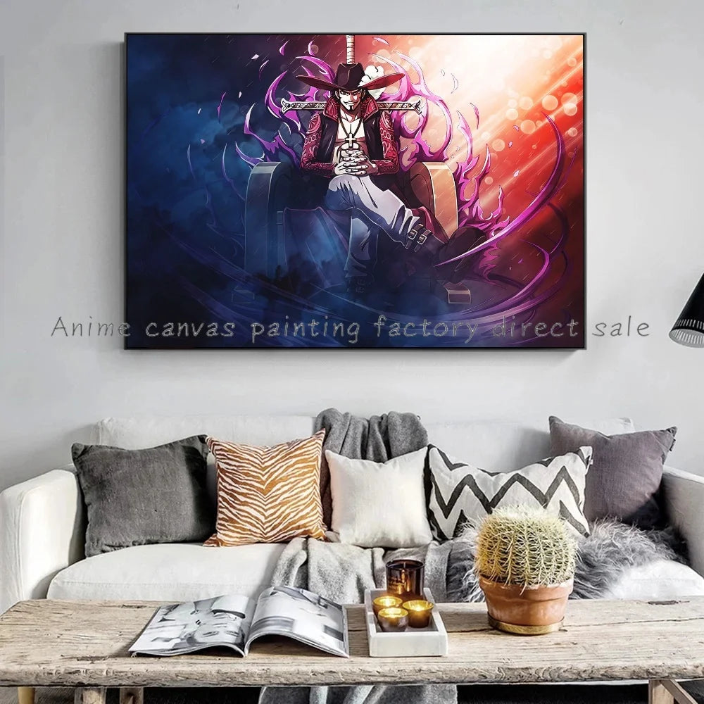 A high-quality Monkey D Luffy HD Poster printed on canvas, featuring Japanese anime art suitable for bar and home wall decoration.