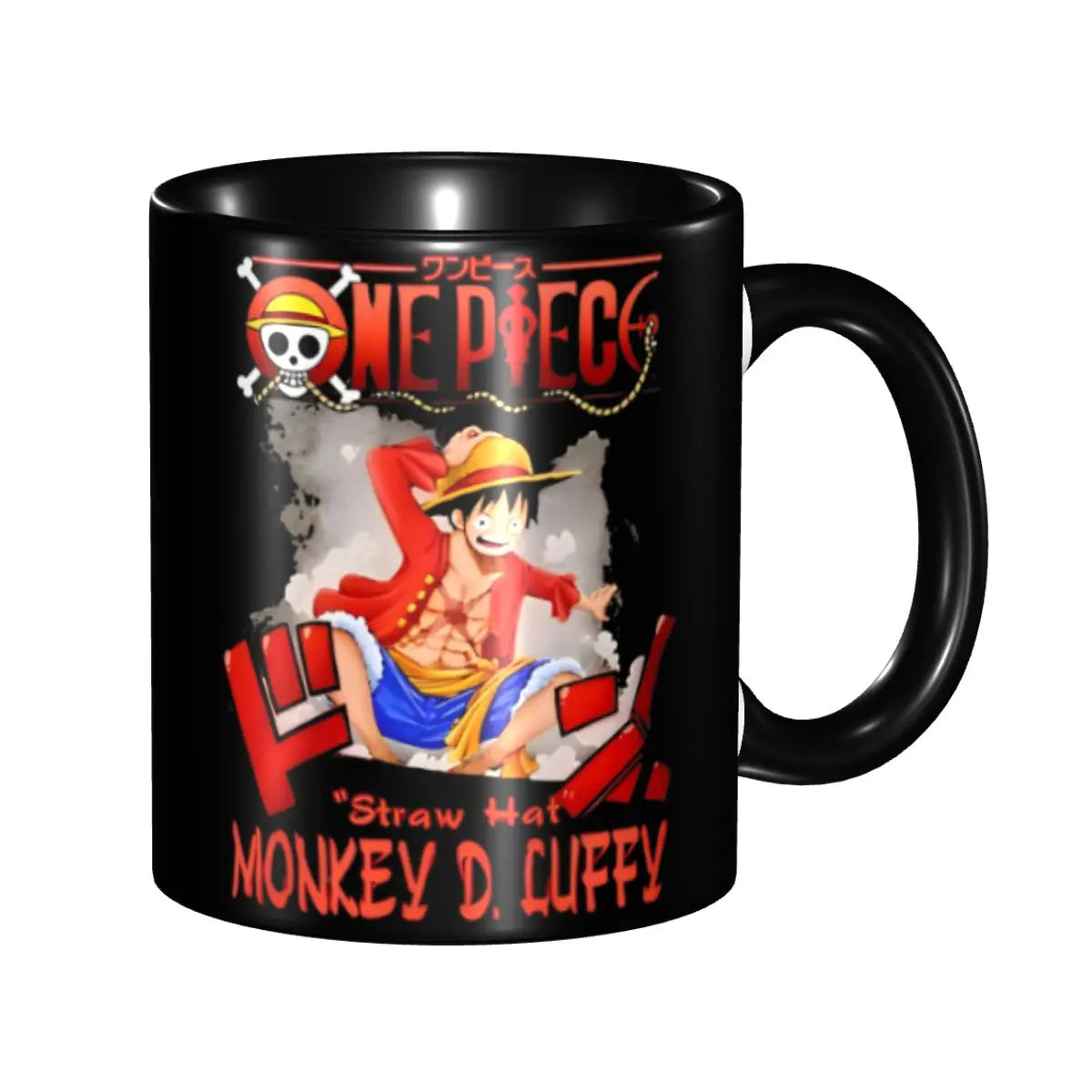 A cute Monkey D. Luffy Gear Fifth Mug featuring the Sun God Nika anime character, designed as a durable water cup gift for kids.