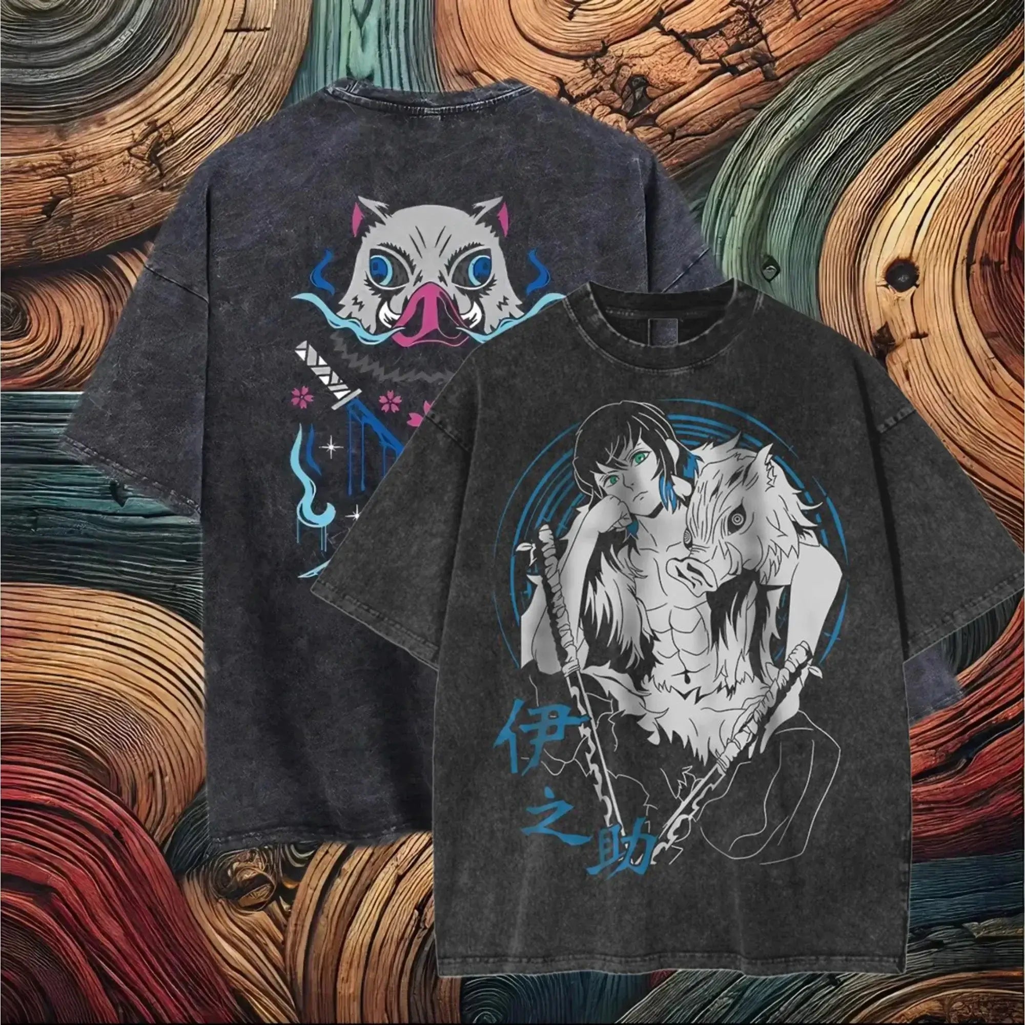 Acid Washed TShirt Streetwear Oversized Anime Graphic Tee