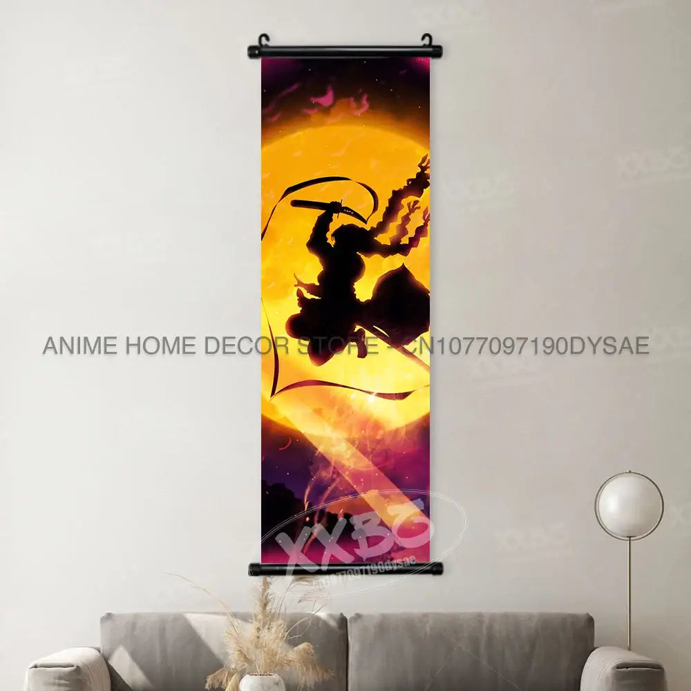 High-quality Demon Slayer Posters wall art scrolls featuring Hashira Kanroji Mitsuri, Iguro Obanai, and Tokitou Muichirou for home decor.