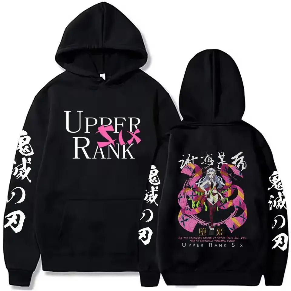 A street retro unisex Demon Slayer Uzui Tengen Hoodie with an anime character print for autumn and winter.